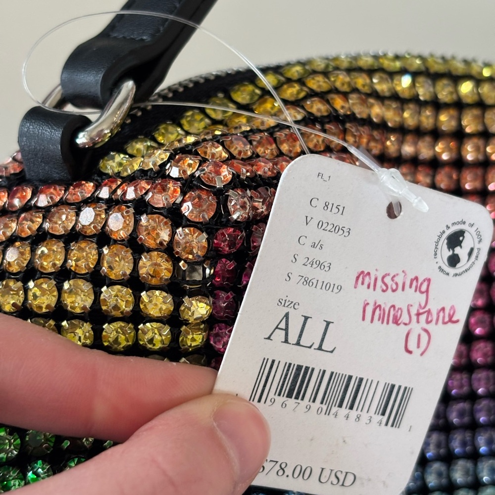 ✨NWT✨ FREE PEOPLE rainbow rhinestone mini shoulder bag - Picture 10 of 10